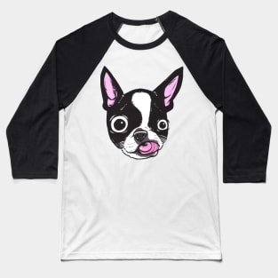 Boston Terrier Face Baseball T-Shirt